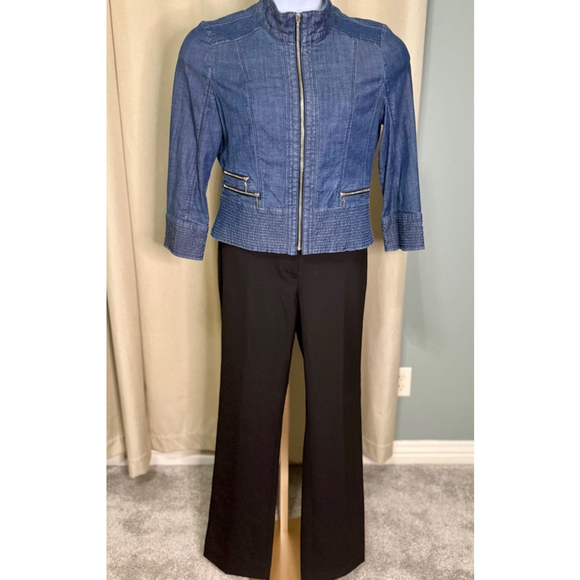 Women's White House Black Market Cropped Denim Jacket, M, Blue - Picture 4 of 10